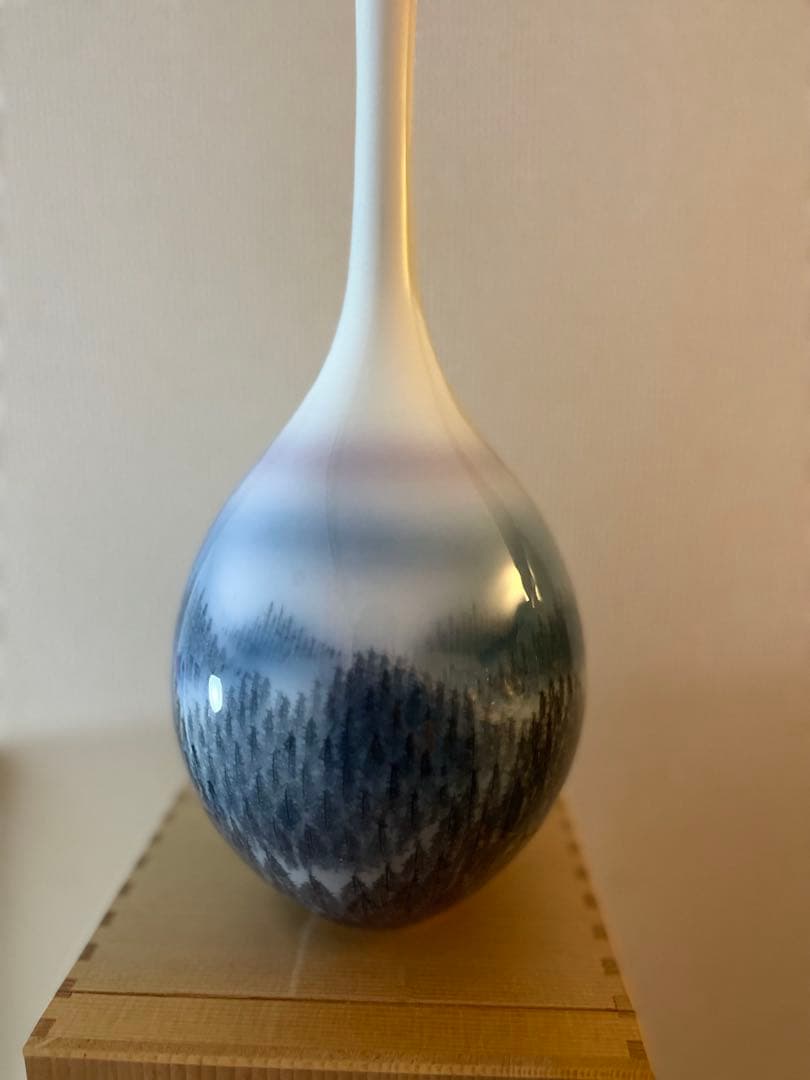 昭和レトロ 美品 朱明窯 藤井朱明 鶴首 花入 花瓶 朝日 花器 高さ約31cm