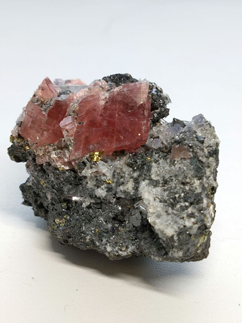 ロードクロサイト(インカローズ)　蛍石　水晶　パイライト　鉱物　標本　USA産