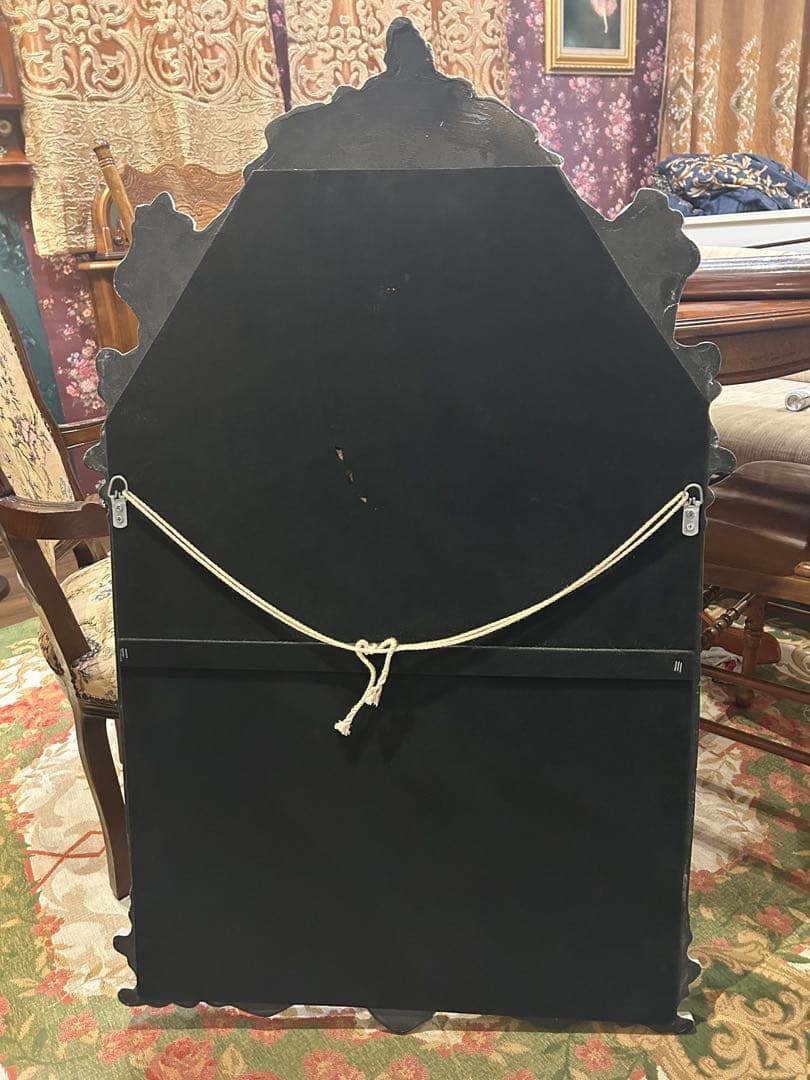 アンティーク　ロココ　ホワイト　壁掛けミラー　姿見