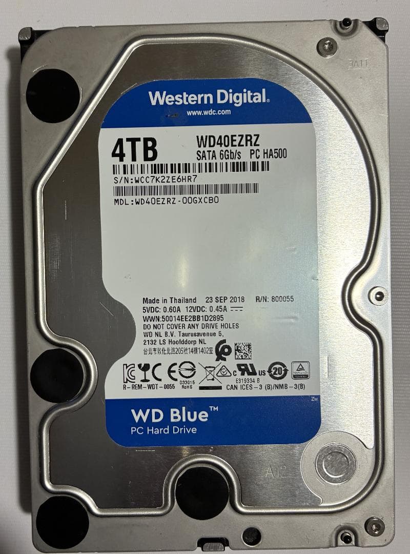 WD Blue 4TB HDD 5400rpm SATA6G 稼働12810h