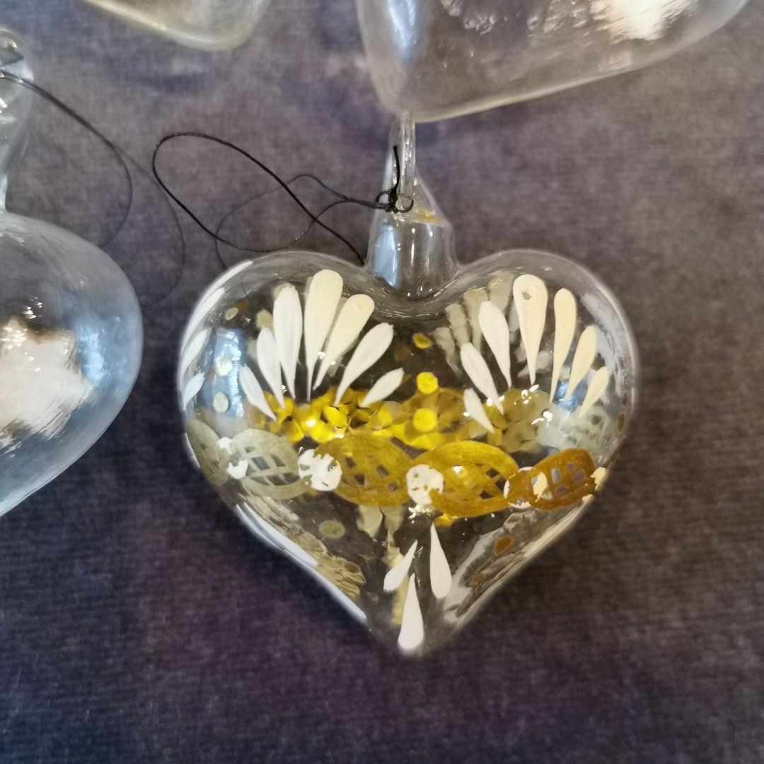 クリスマス　ガラスオーナメント　ハート　　オーナメントボール