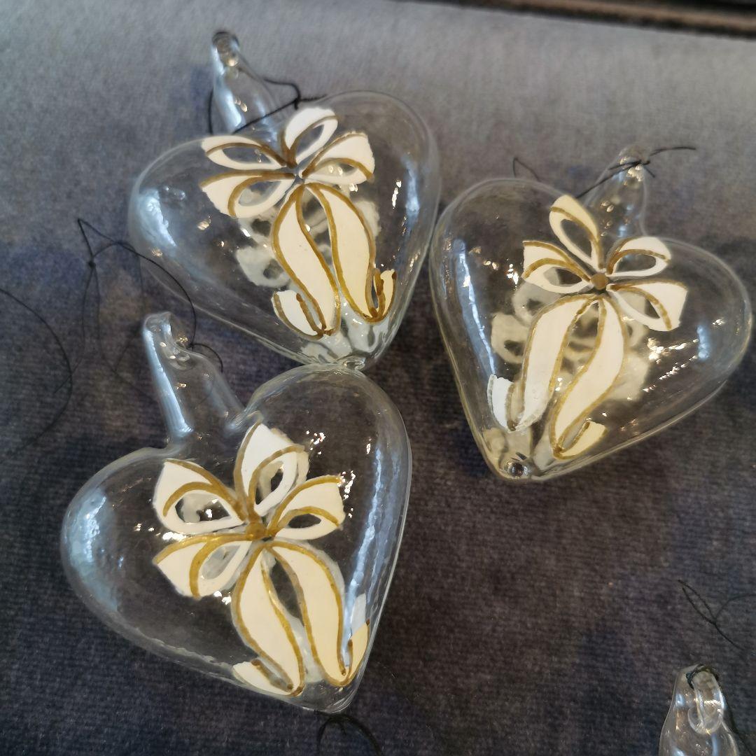 クリスマス　ガラスオーナメント　ハート　　オーナメントボール