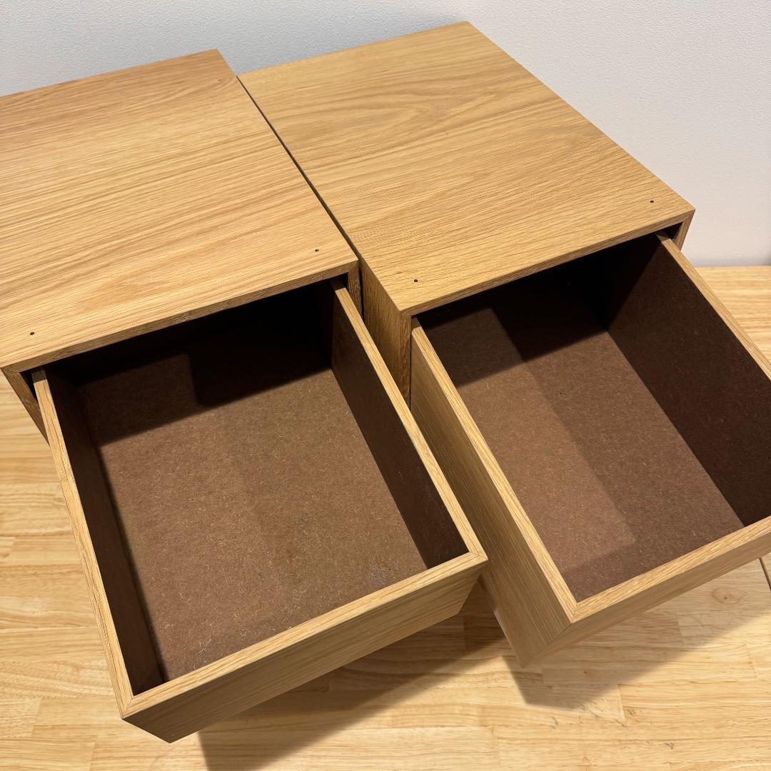 無印良品・木製収納ケース・引出式・２段・オーク材　2個セット（A）