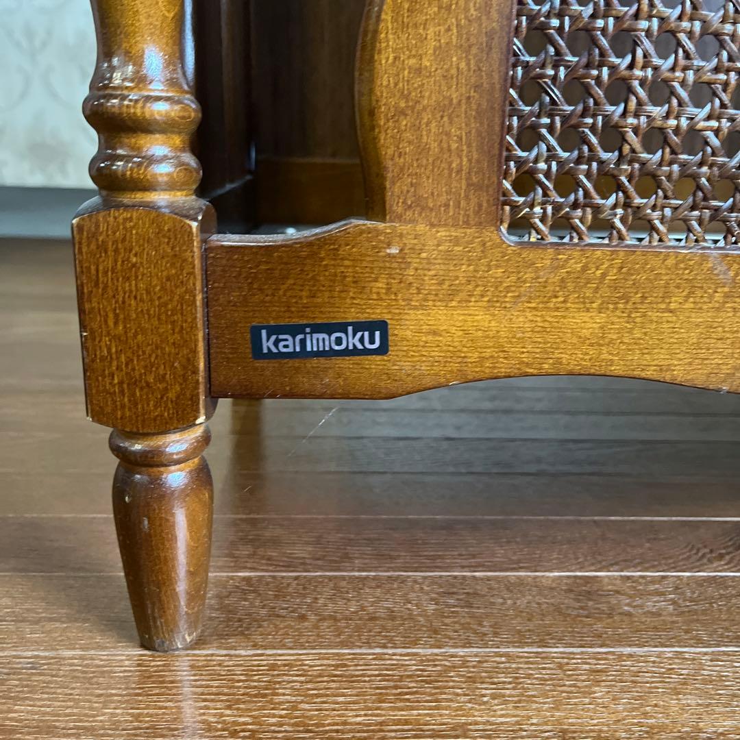 【アンティーク】カリモク 木製 アンブレラスタンド 傘立て 鏡 ミラー 古家具