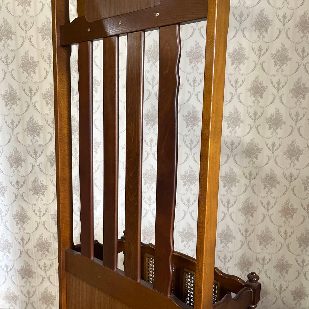 【アンティーク】カリモク 木製 アンブレラスタンド 傘立て 鏡 ミラー 古家具