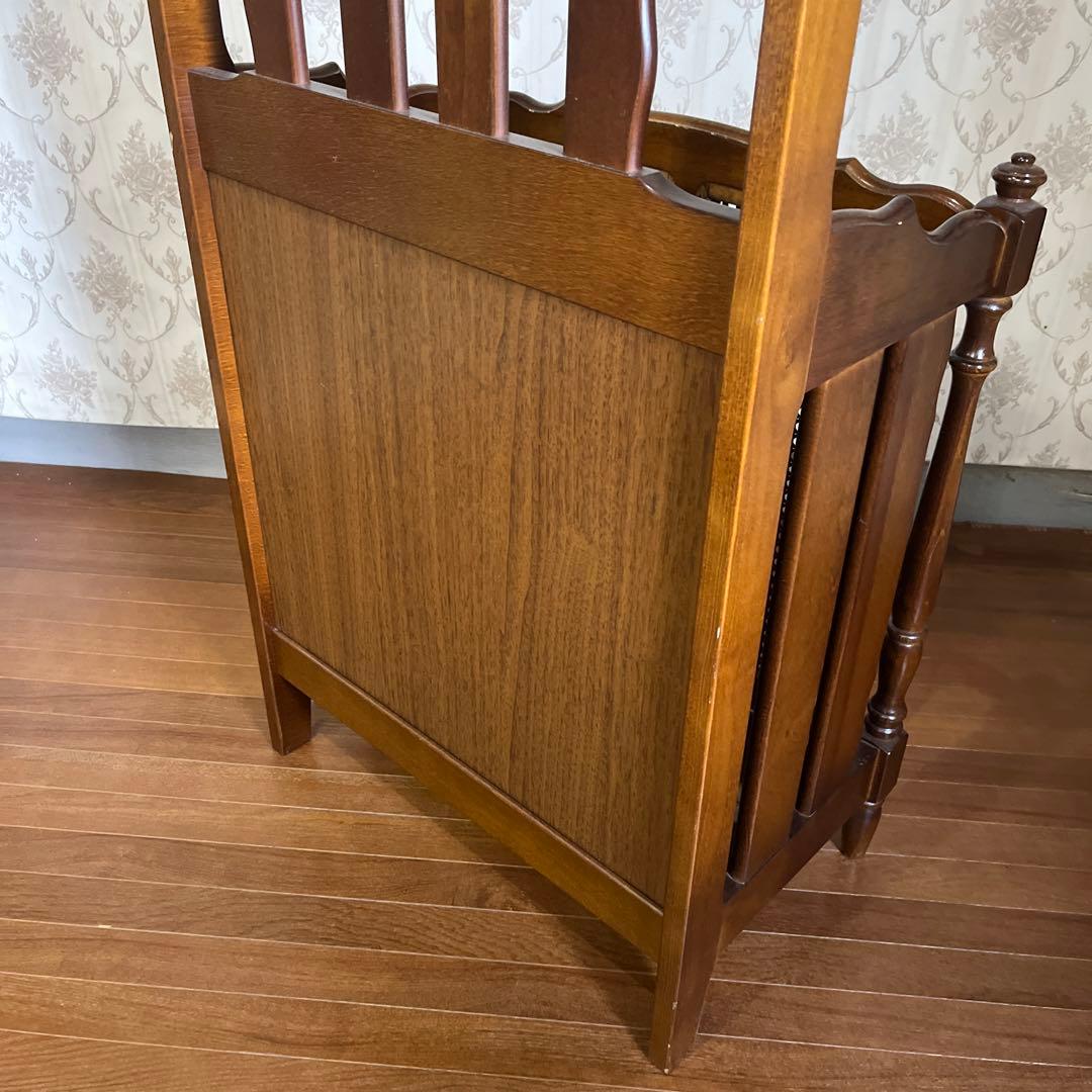 【アンティーク】カリモク 木製 アンブレラスタンド 傘立て 鏡 ミラー 古家具