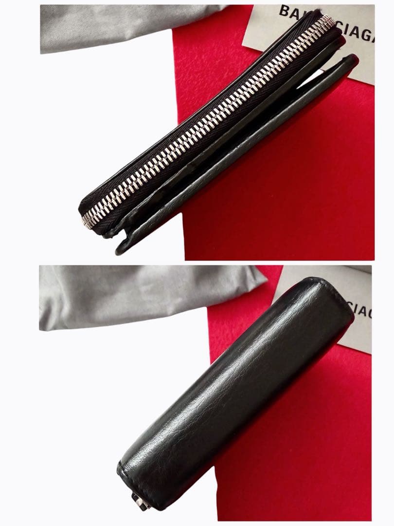 美品✨BALENCIAGAバレンシアガ財布　二つ折財布ファスナー551933黒