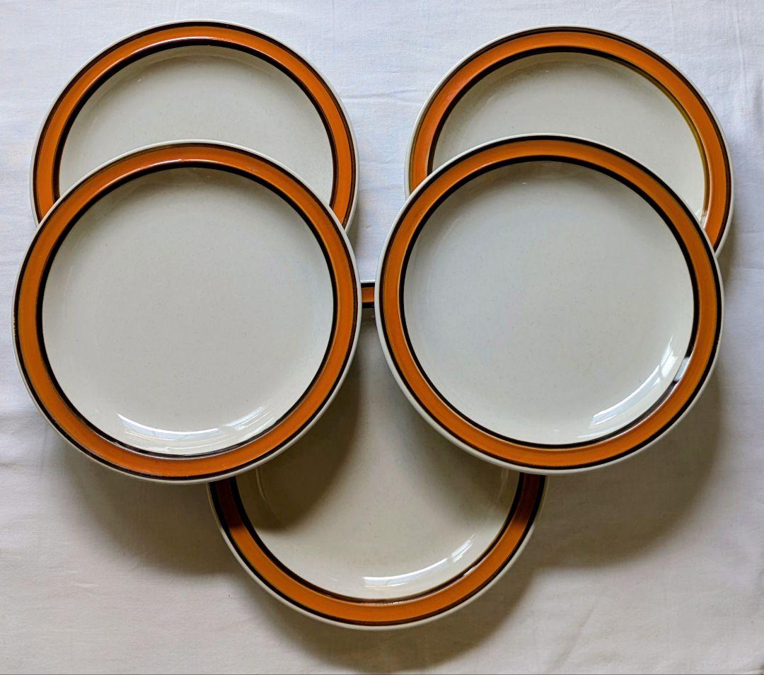 昭和レトロ KTC 皿 5枚セット 薄いブラウン/オレンジ/ブラック