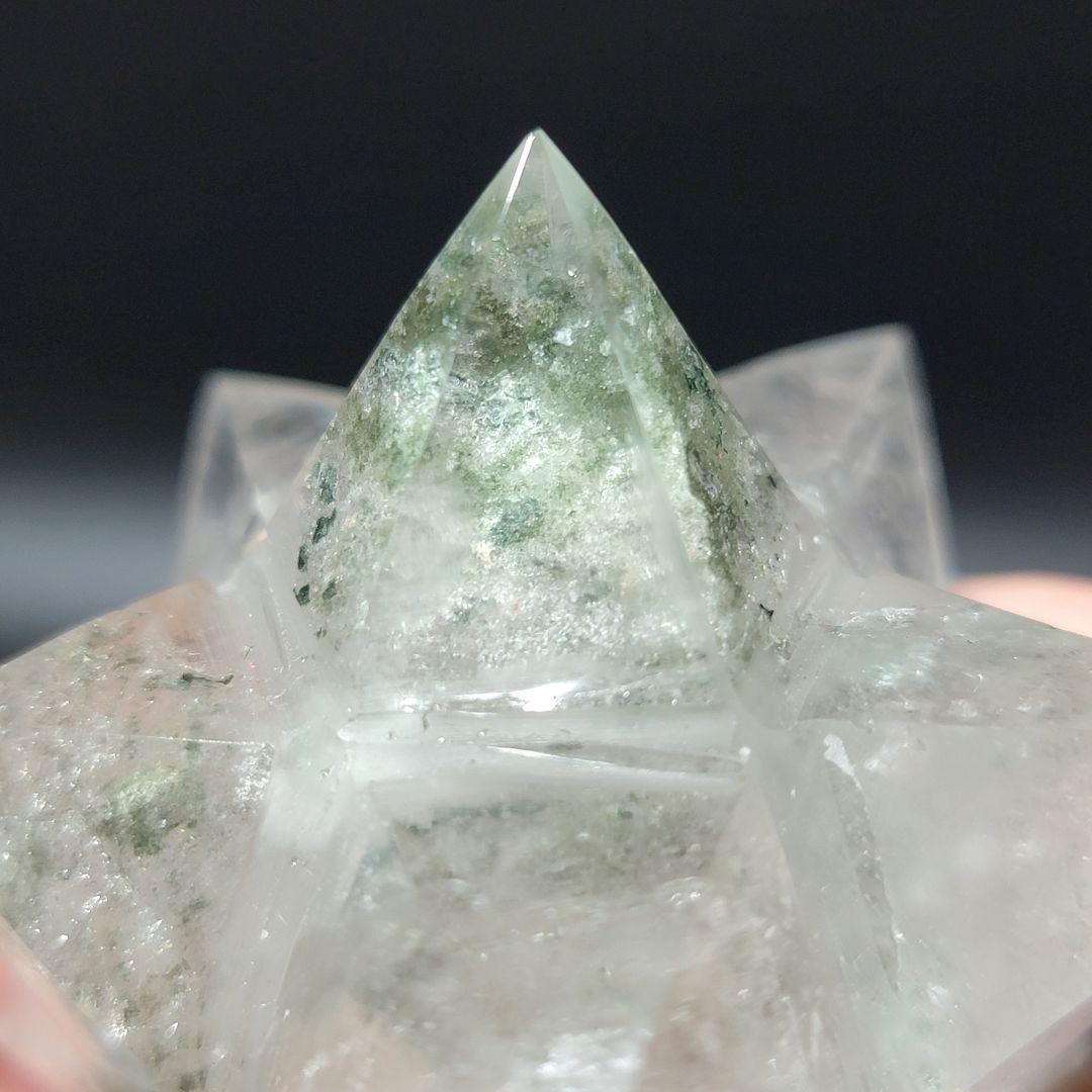 【虹入り】天然ガーデンクオーツア ステロイド スタンドつき★ 六芒星 ★ 五芒星