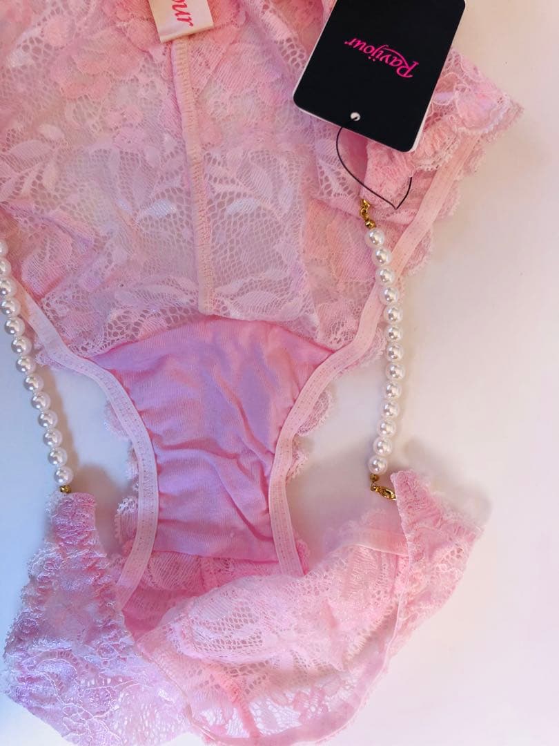 Ravijourパールピンク レース ブラジャーショーツセット　　　Ｆサイズ