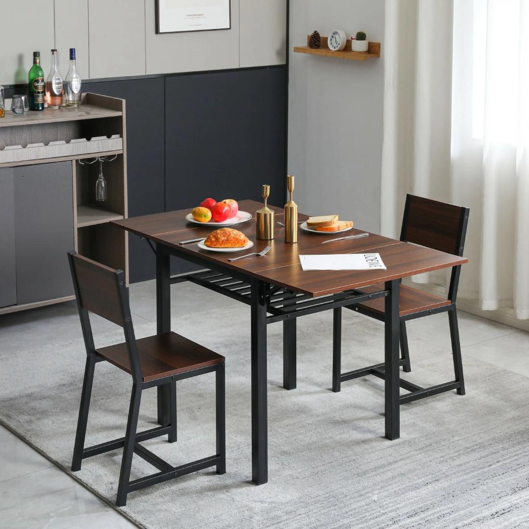 ダイニングテーブル 3点セット 食卓 チェア2脚 コンパクトサイズ BROWN