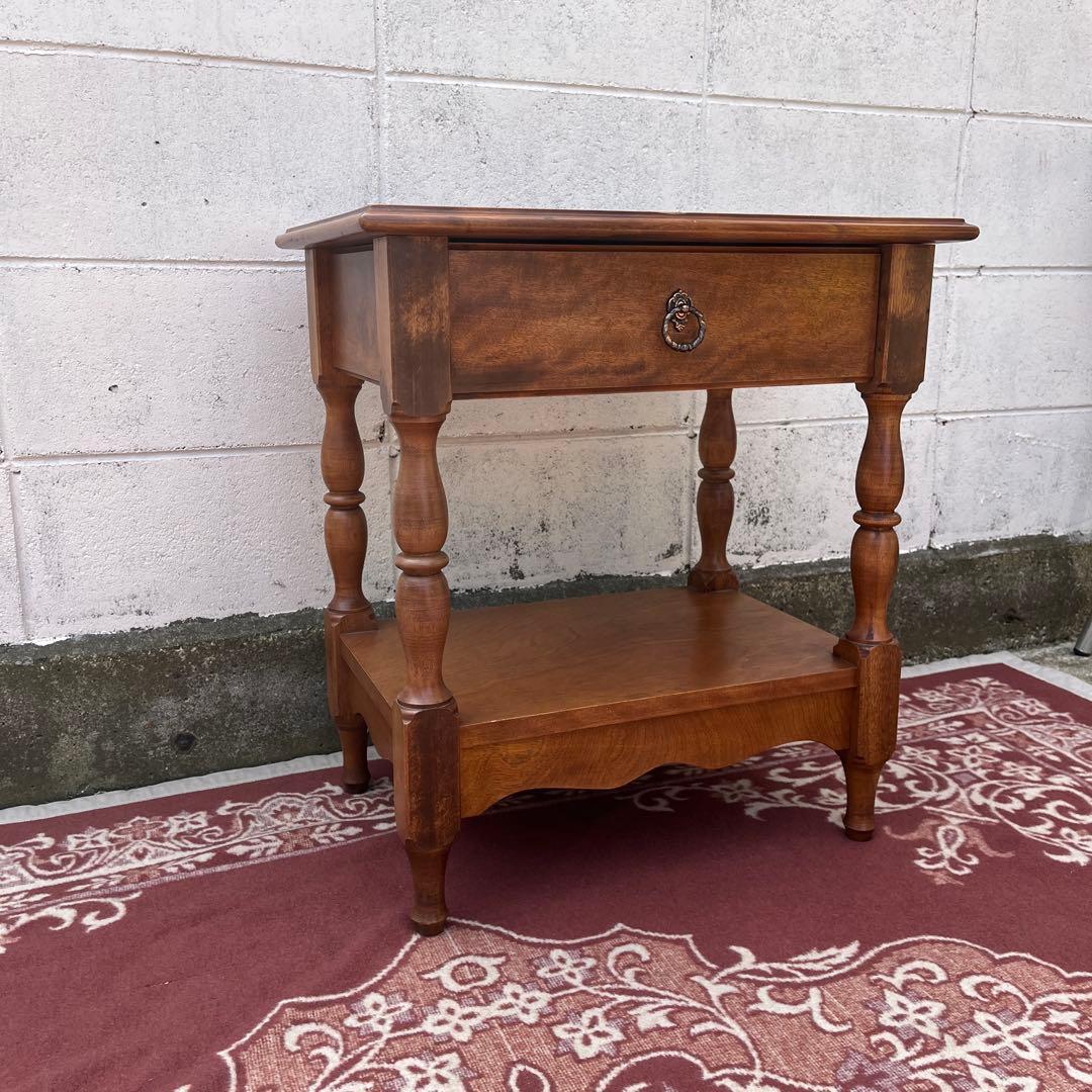 古家具ビンテージ品◾️引き出し付き 飾り棚 ディスプレイ棚 電話台 木製家具