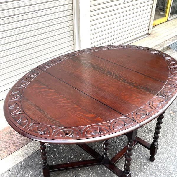 イギリスアンティーク　ゲートレッグバタフライテーブル　ツイストレッグ