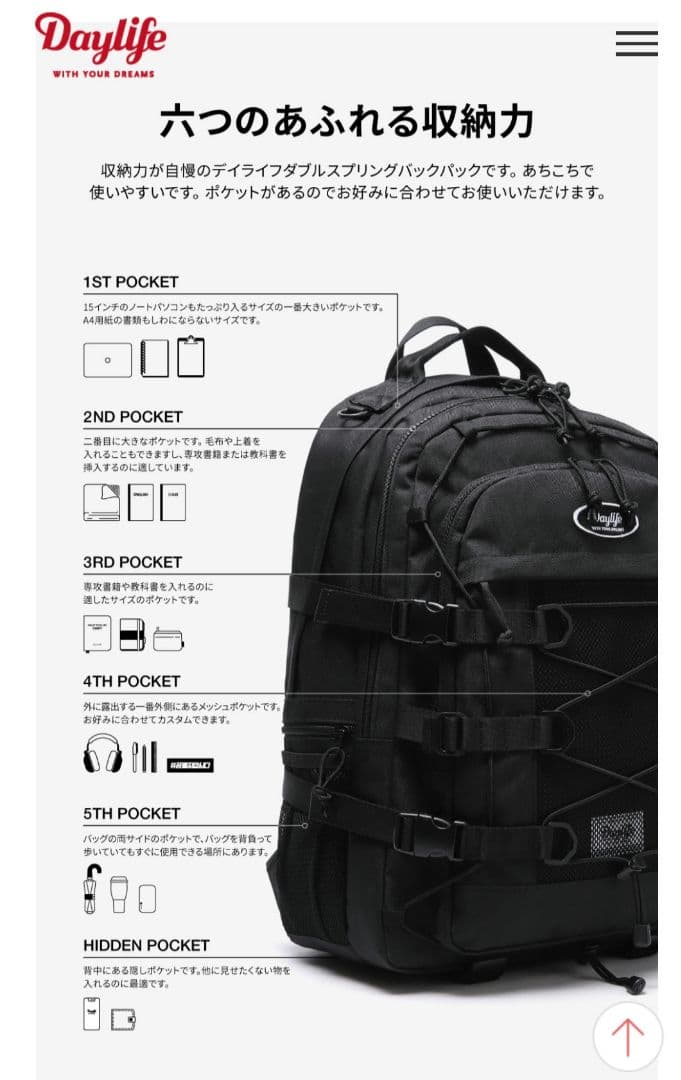 Daylife リュック　ミニポーチ付き　未使用　韓国