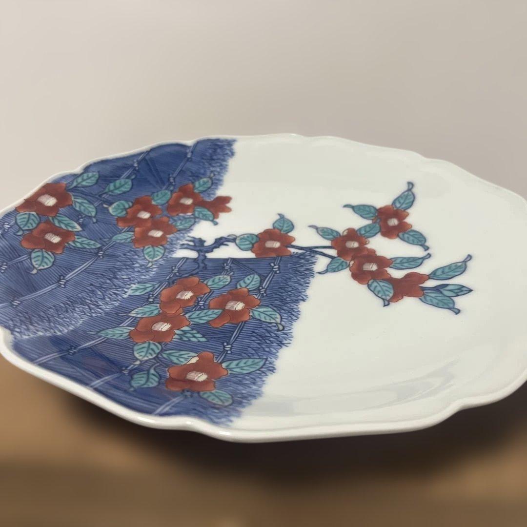 今泉今右衛門　色鍋島　椿　飾皿