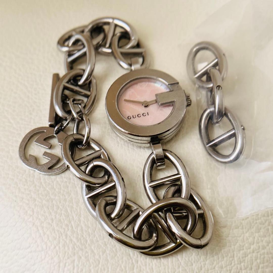 グッチ 時計 gg 107 アンカー ブレスレット トルグ ラウンド ピンク
