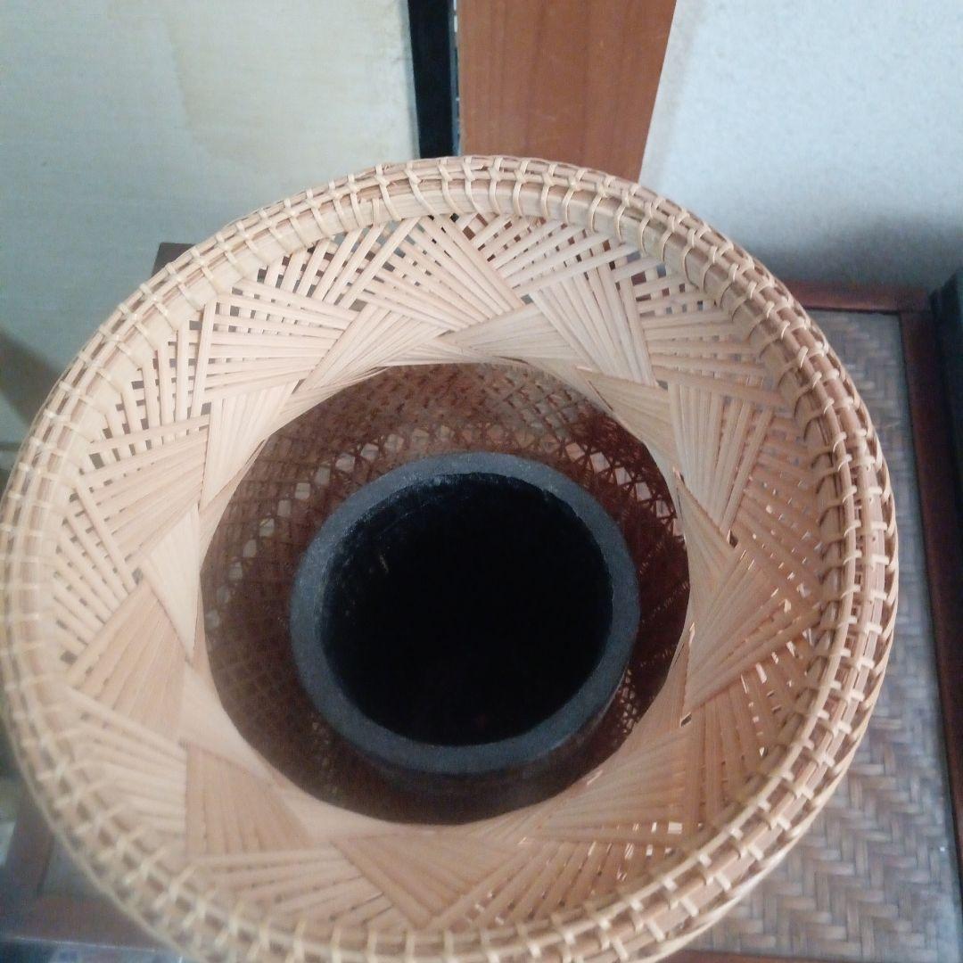 手作り竹細工　壺と菓子皿の2点セット