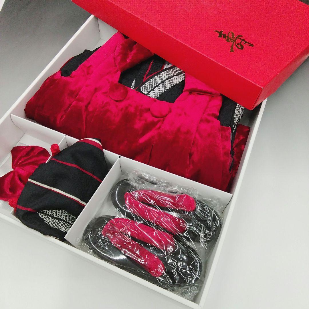 七五三♡着物　フルセット　矢羽根　黒　赤　3歳　皮布着　　♯3710