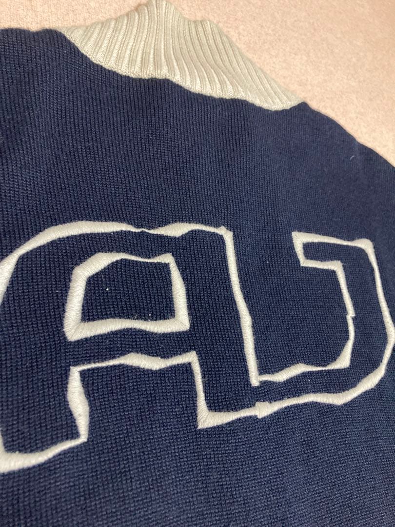 90s 美品 ARMANI JEANS ドライバーズ ニット ジャケット 刺繍