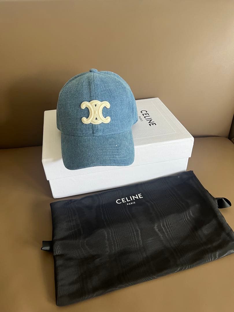 美品 CELINE トリオンフ帽子 ベースボールキャップ デニム