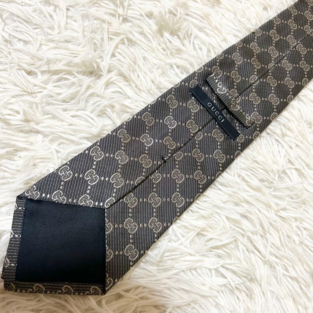 【極美品】グッチ GG 総柄 シルク 100% ネクタイ 【クリーニング済】