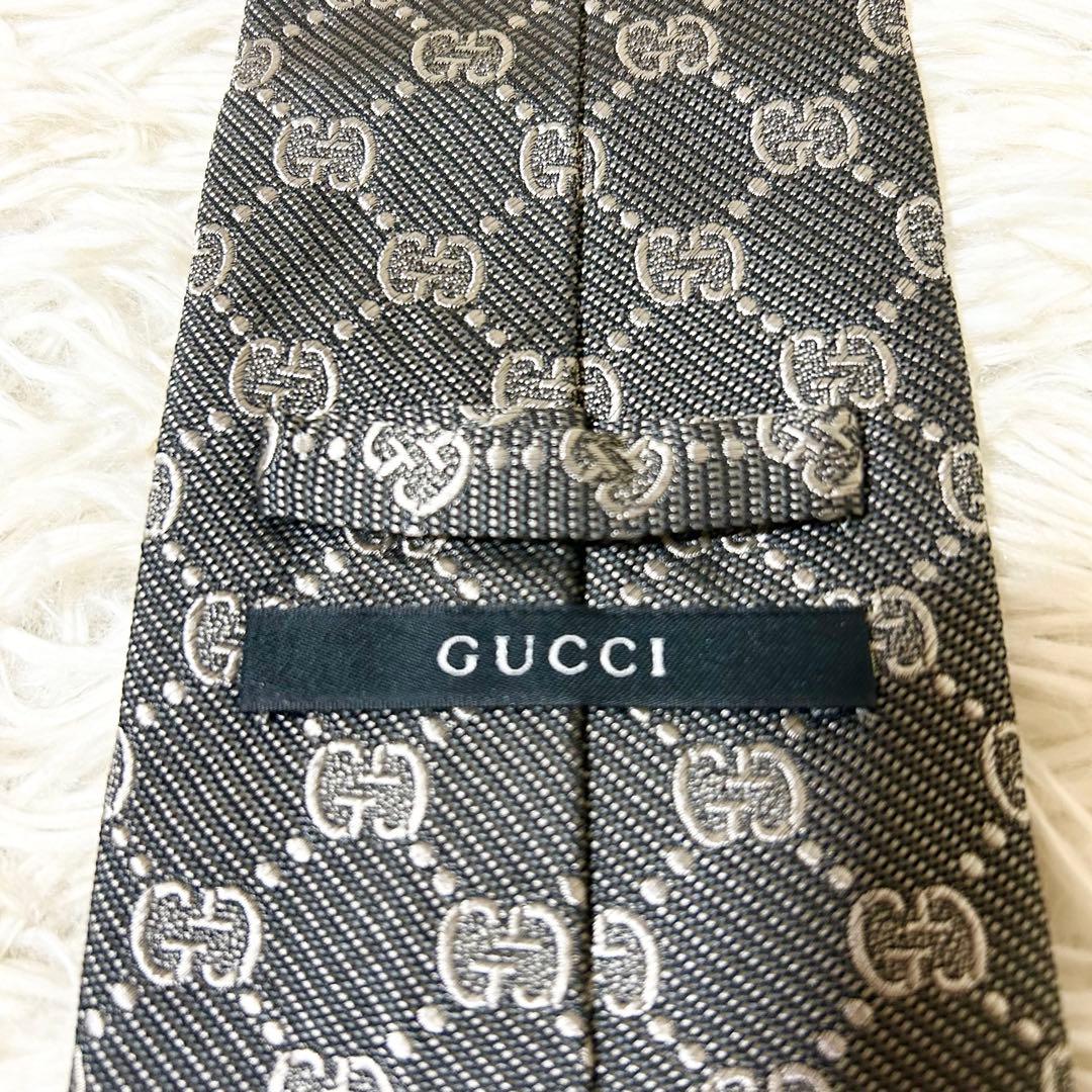 【極美品】グッチ GG 総柄 シルク 100% ネクタイ 【クリーニング済】