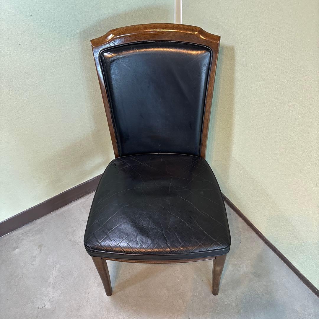 カリモク ダイニングチェア 1脚 本革 黒【domani】➀