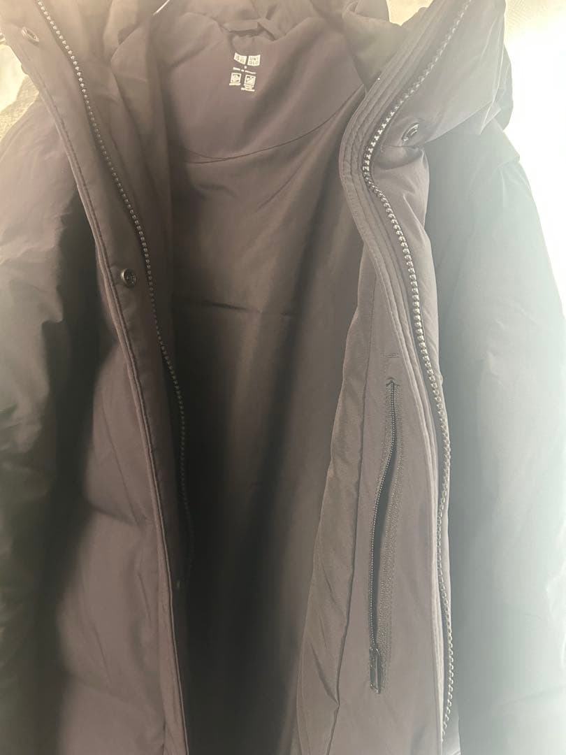 ユニクロ シームレス ロング ダウン コート 黒 S