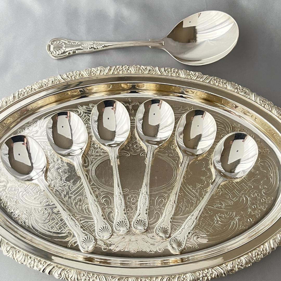 【英国】 キングスパターン アイススプーン 6本 / サーバー 1本