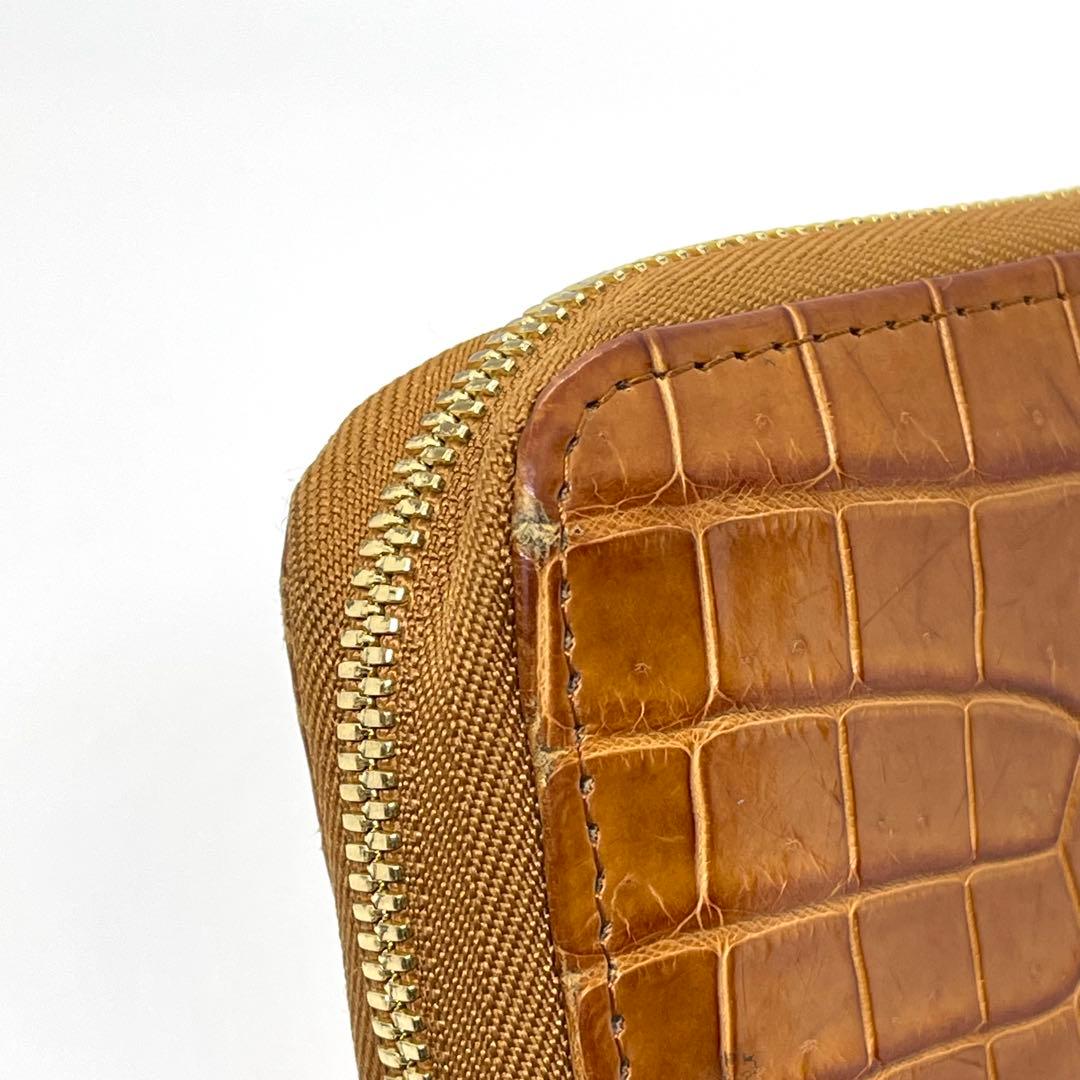 ●GAUDIE・ガウディ●長財布ラウンドジップ・ファスナー●クロコダイル●茶色