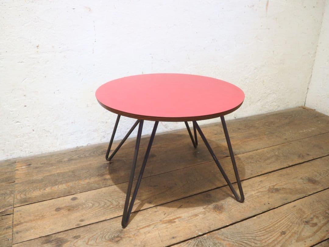 1212 古い鉄脚コーヒーテーブル　陳列台　センター　カフェ　レトロ　ビンテージ