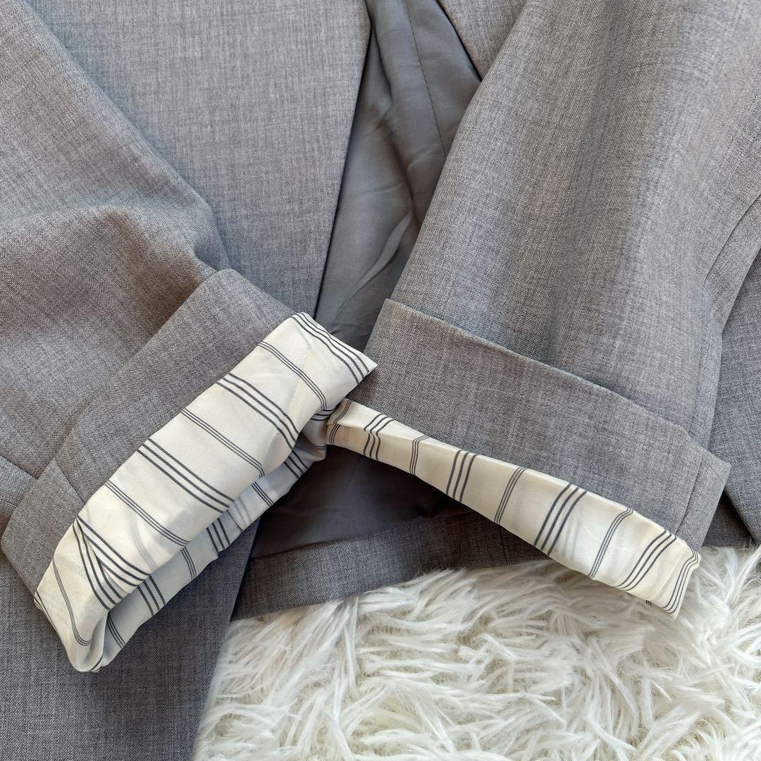 【現行タグ】セオリー ノーカラー グレー　パンツスーツ LANAI ウール