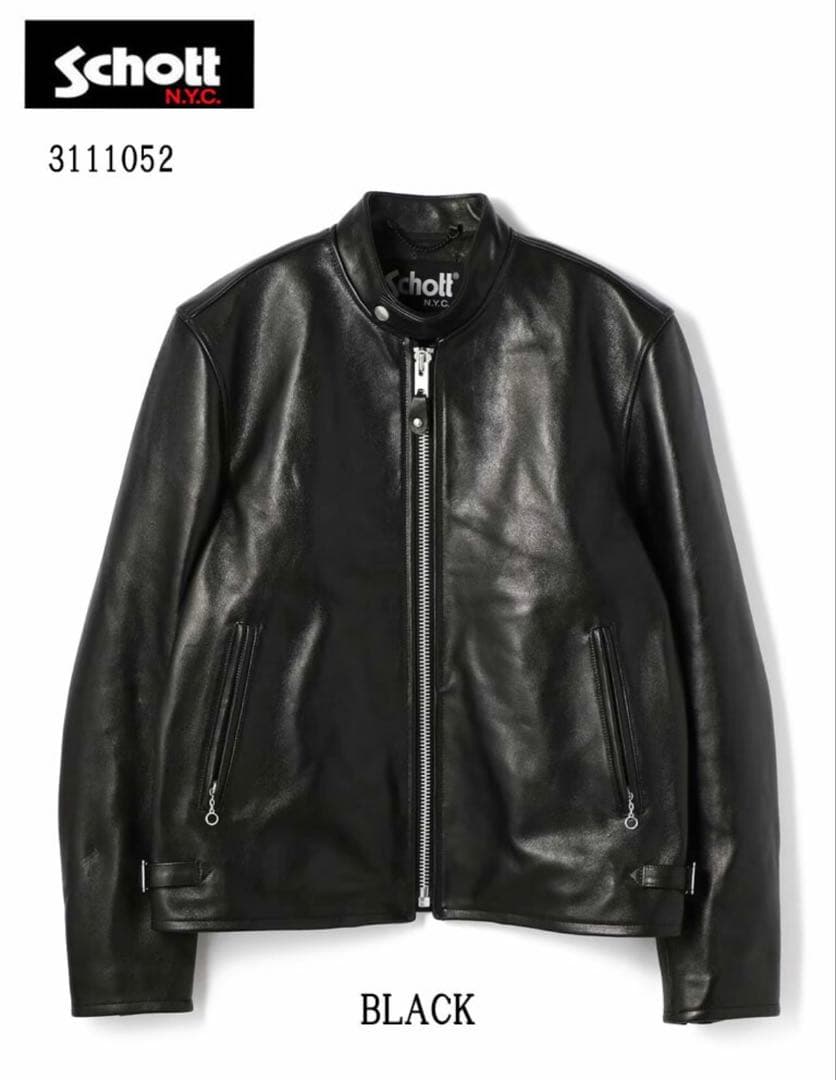 Schott ブラック レザー ジャケット 3111052