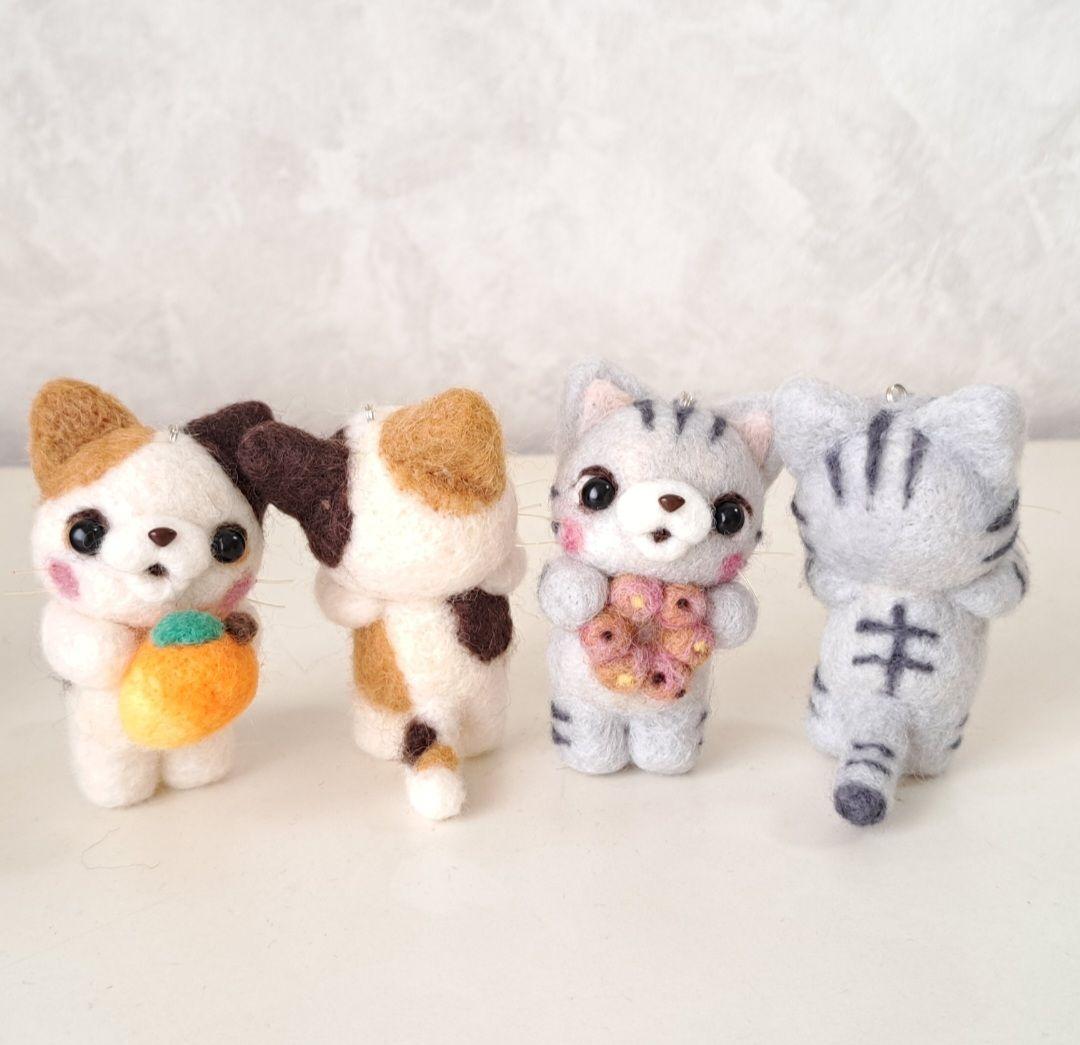 hitomi様☆三毛猫ちゃんとハートチョコのストラップ　他全14点　羊毛フェルト