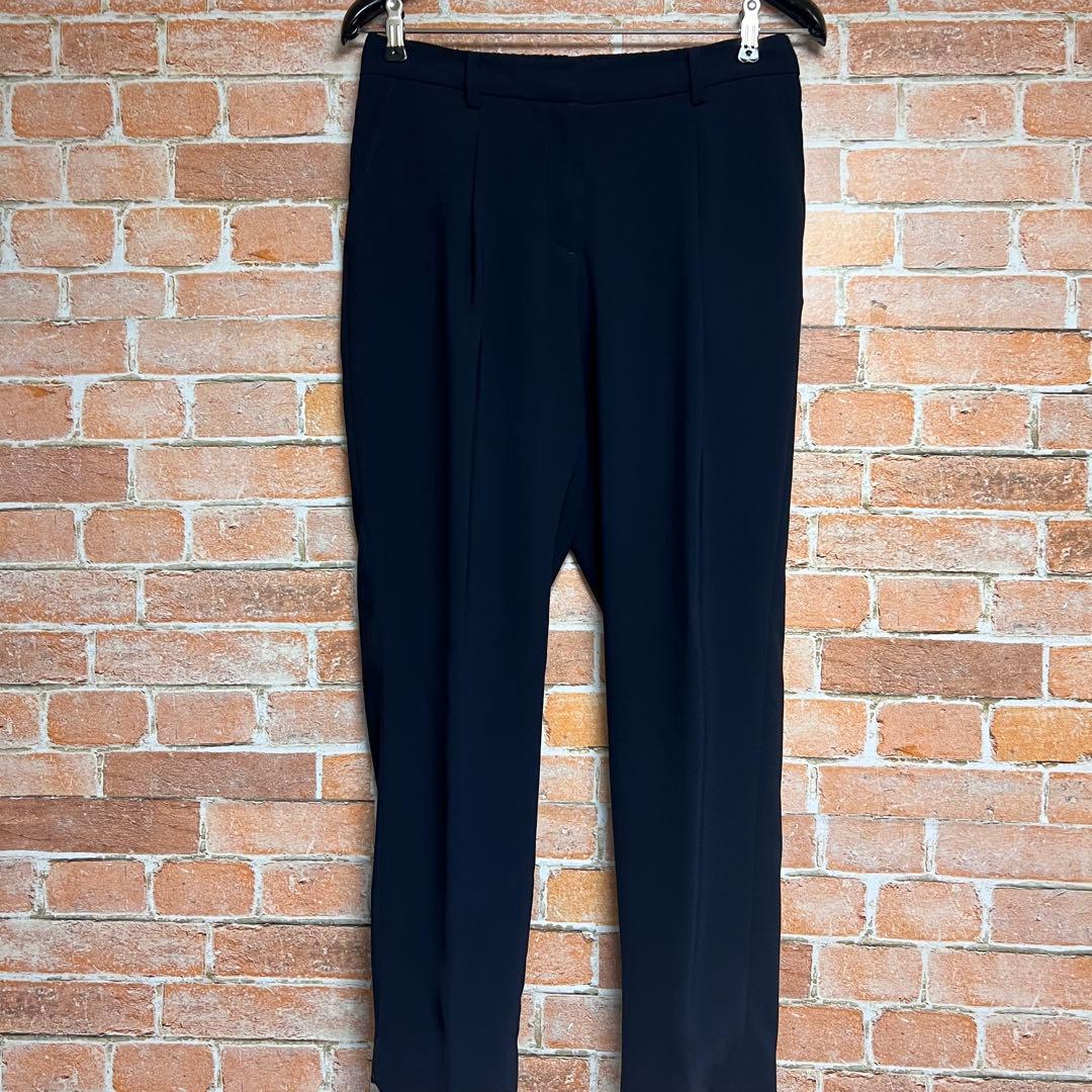 [美品]プラステ　ソフトダブルクロスカラースーツセットアップ　ノーカラー　紺色