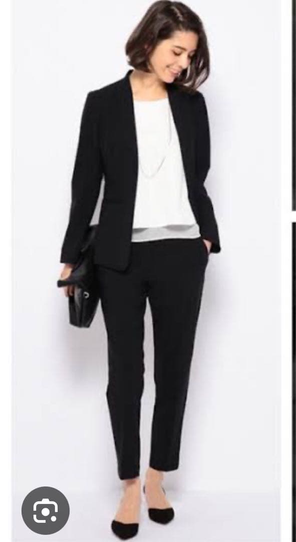 [美品]プラステ　ソフトダブルクロスカラースーツセットアップ　ノーカラー　紺色