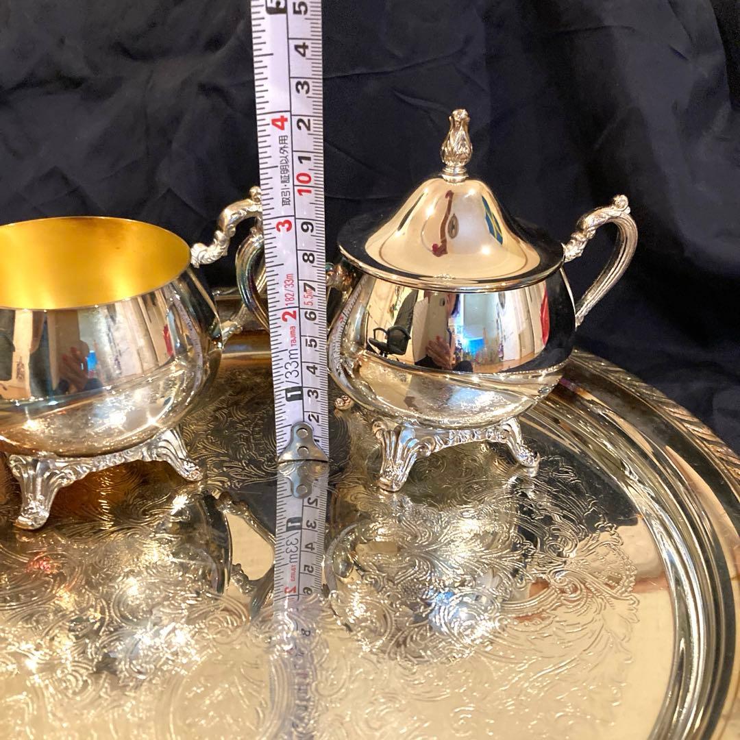 銀シルバーコーヒーポットティーポットトレイトレーシュガーポットクリーマーアメリカ