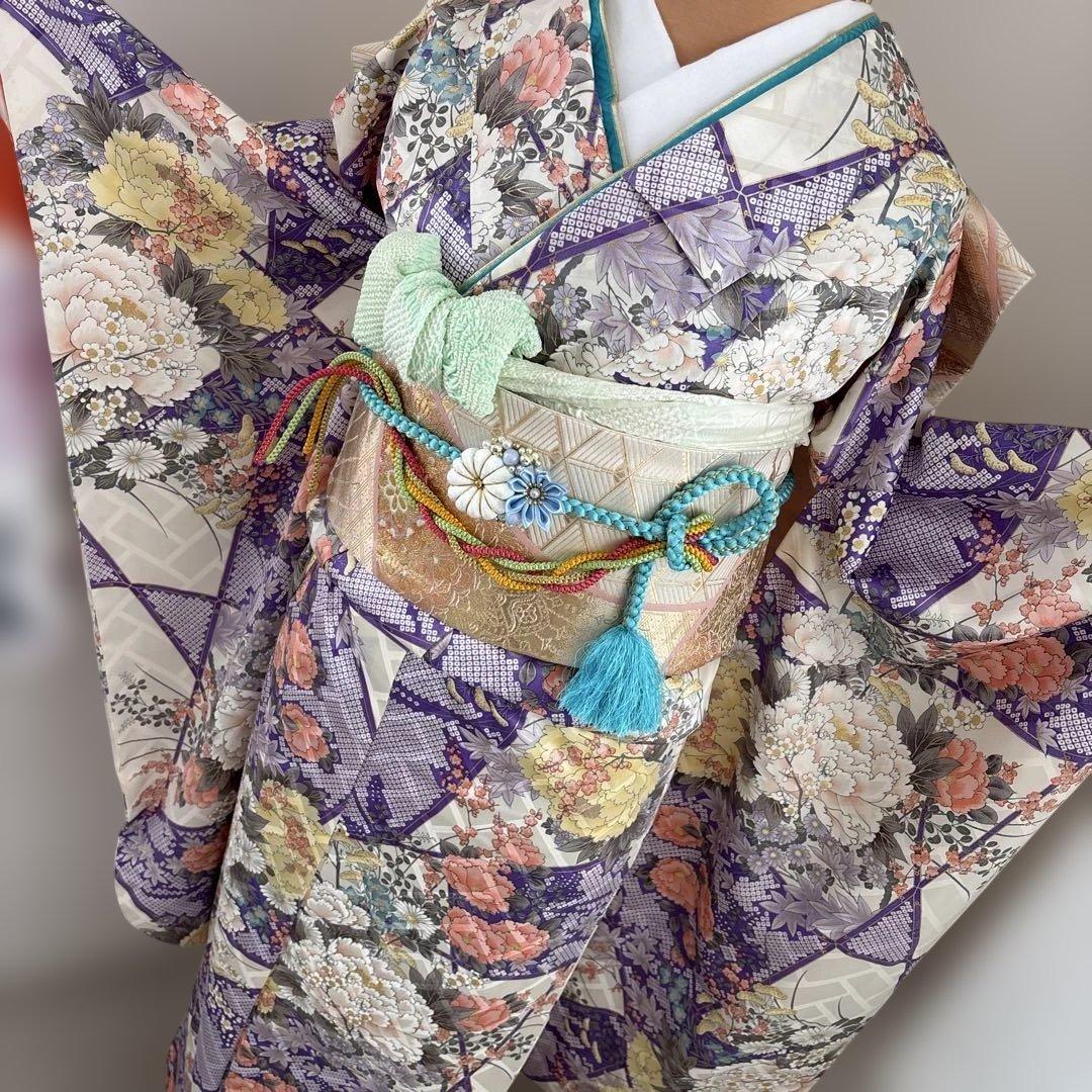 未使用に近い！！正絹豪華振袖フルセット　金彩　艶　新品袋帯　成人式に！！