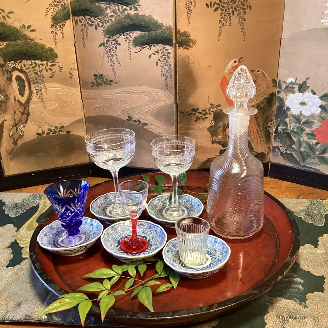 A1054 古伊万里、染付　微塵唐草　豆皿ちびちび　5枚セット