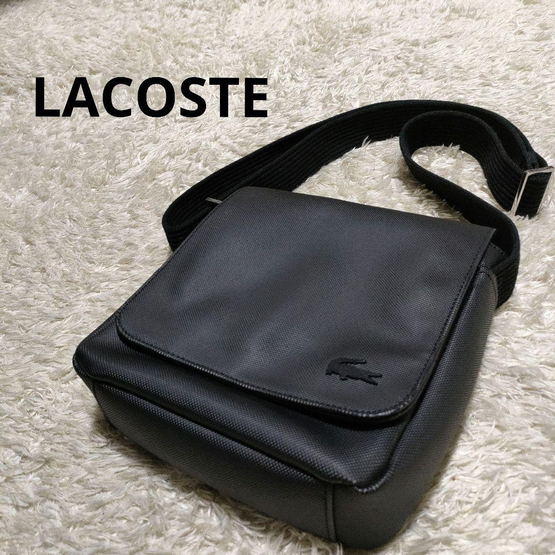 LACOSTE ラコステ メンズクラシック スリムフラップサッチェルバッグ 黒