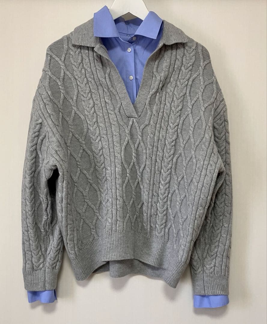 Arpege story シャツドッキングケーブルニット