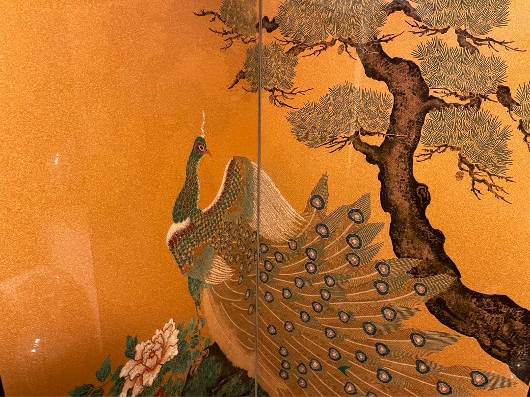 豪華絢爛⭐︎表面ガード付き　孔雀と花の衝立　ダイヤモンド入り（目）