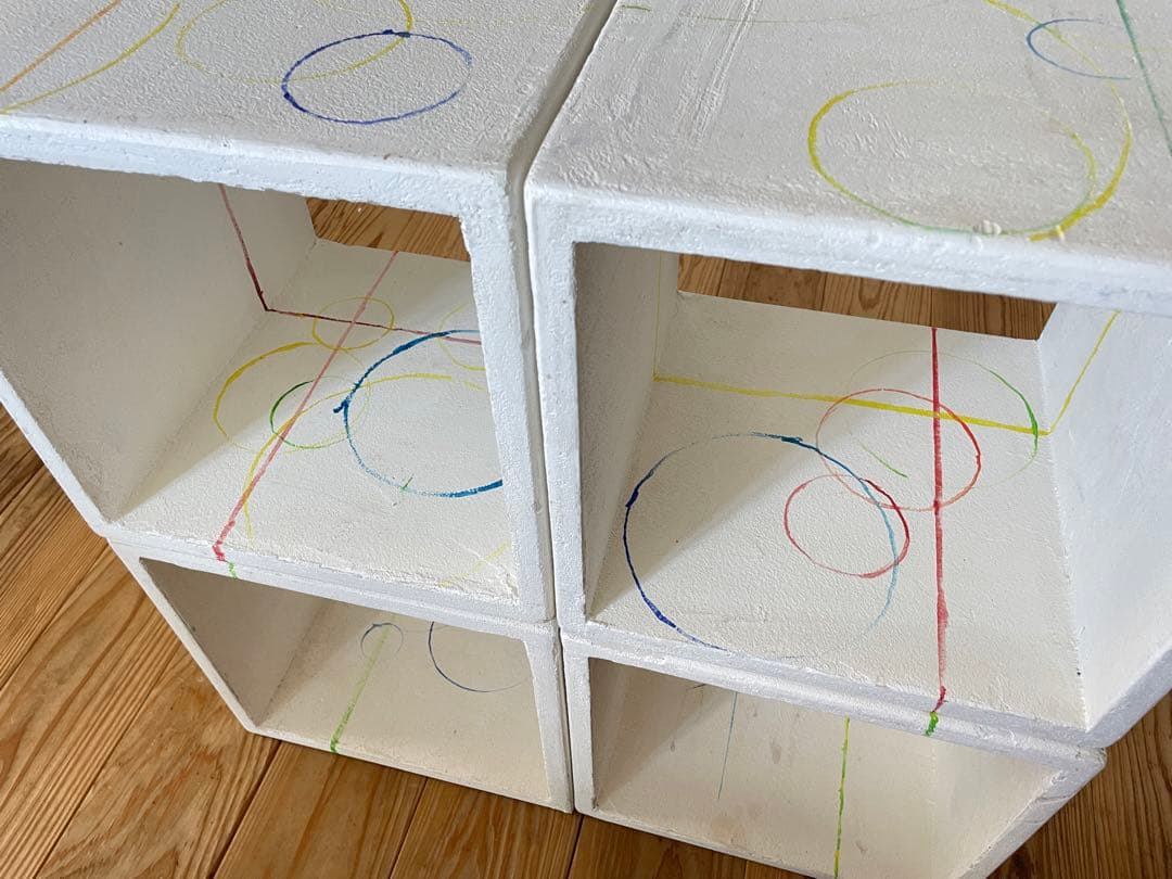 2個 木製 キューブ 全面 蟻溝 珪藻土 オープンラック ディスプレイラック