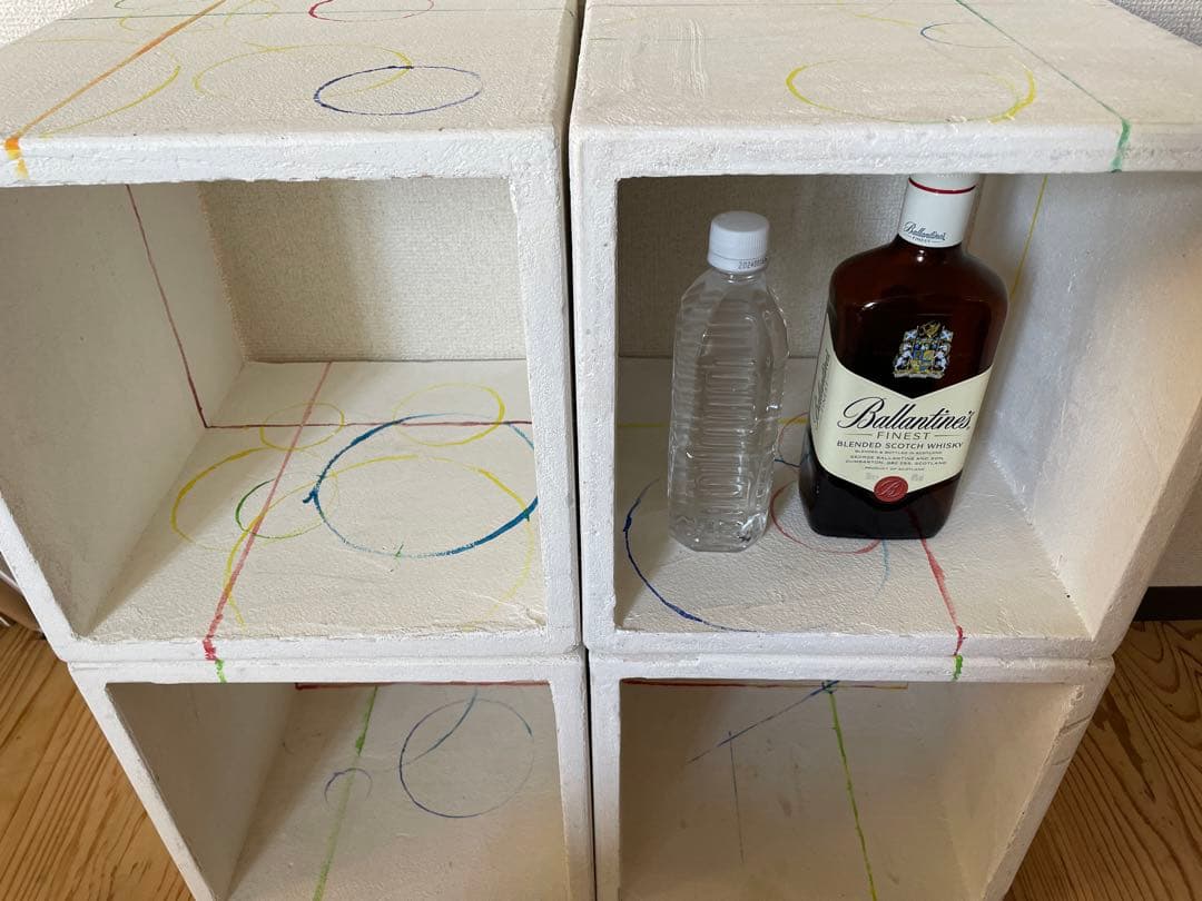 2個 木製 キューブ 全面 蟻溝 珪藻土 オープンラック ディスプレイラック