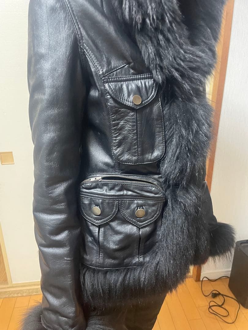 レザー ファー付き 羊皮 柔らか Sサイズ