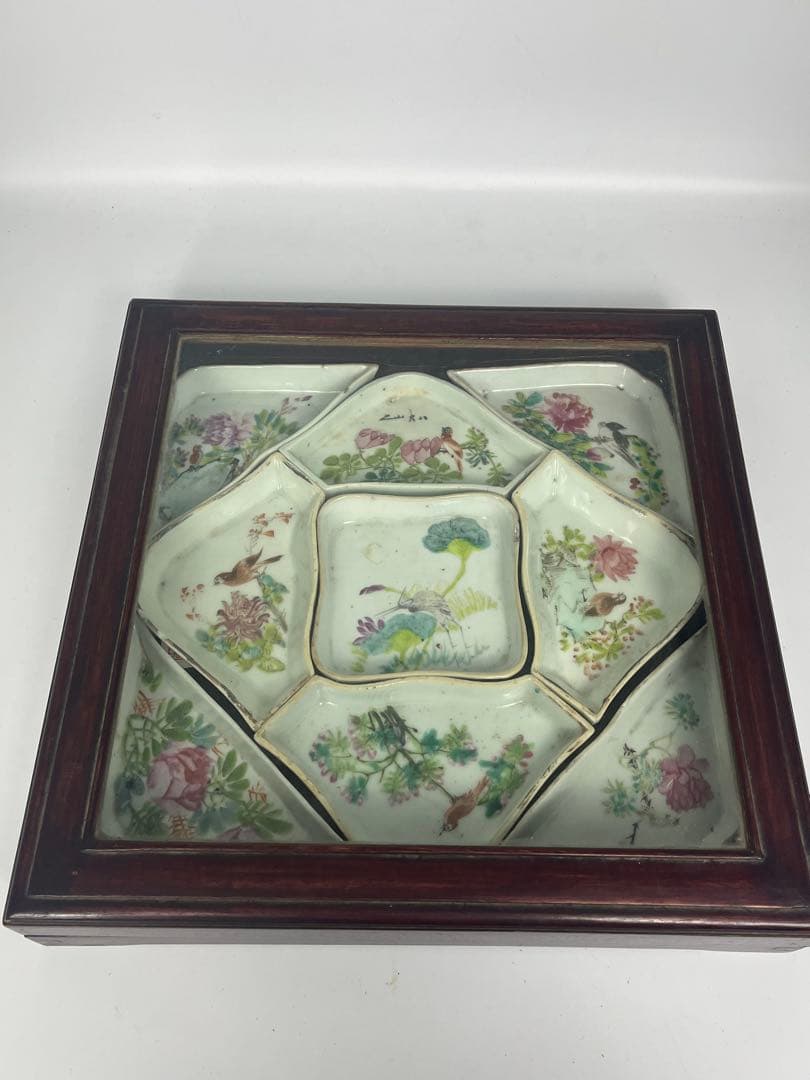 中国古美術 清朝同治骨董 古陶磁器 收藏品 アンティーク 9点セット木箱付