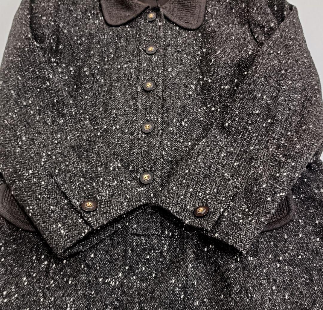 レリアン 13+ ヘリンボーン ツイードワンピース 大きいサイズ ブラウン系