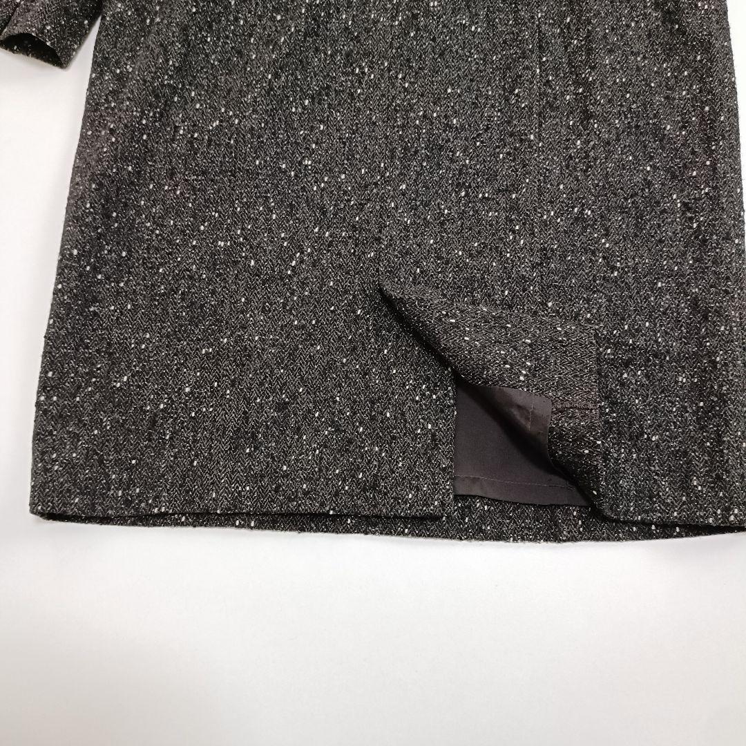 レリアン 13+ ヘリンボーン ツイードワンピース 大きいサイズ ブラウン系