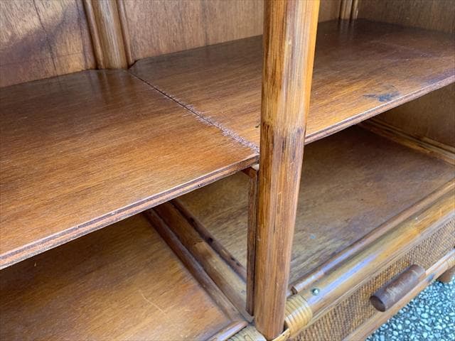 昭和レトロポップ｜ヴィンテージラタン｜オープンシェルフ｜キャビネット｜