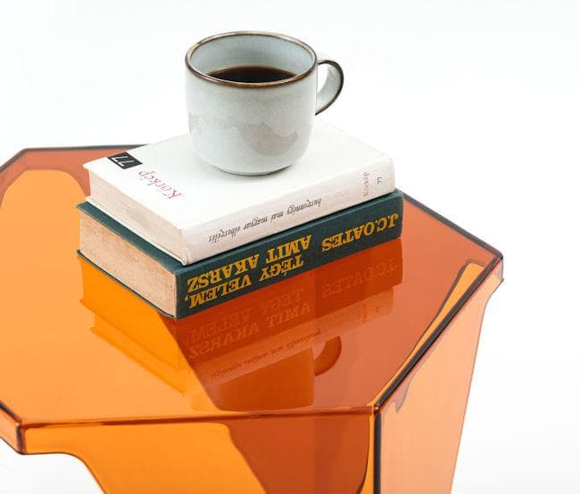 幾何学デザイン クリアサイドテーブル幅47.5 ナイトテーブル 完成品（116）